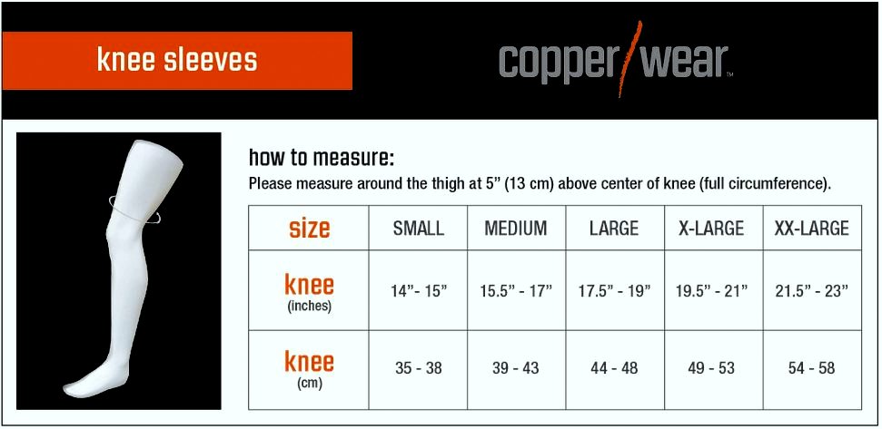 Copper Fit Size Chart